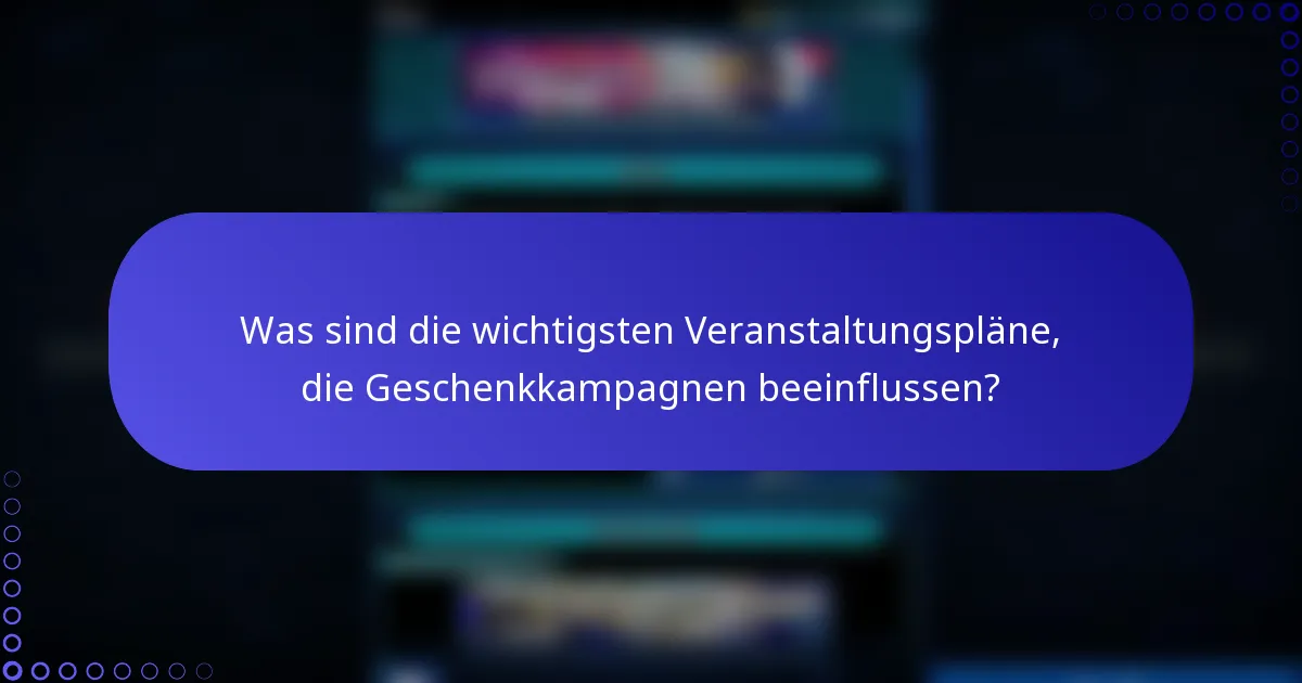 Was sind die wichtigsten Veranstaltungspläne, die Geschenkkampagnen beeinflussen?